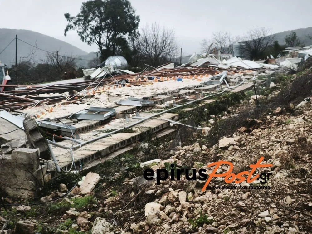 Ανεμοστρόβιλος στο Καλπάκι- Καταστροφή πτηνοτροφικής μονάδας με 40.000 κοτόπουλα ΦΩΤΟ 2 kalpaki ptinotrofeio